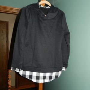 NWT EA Selection Black w/Checkered Trim Hoodie